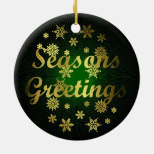 Elegant and Dramatic Seasons Greetings Ceramic Tree Decoration