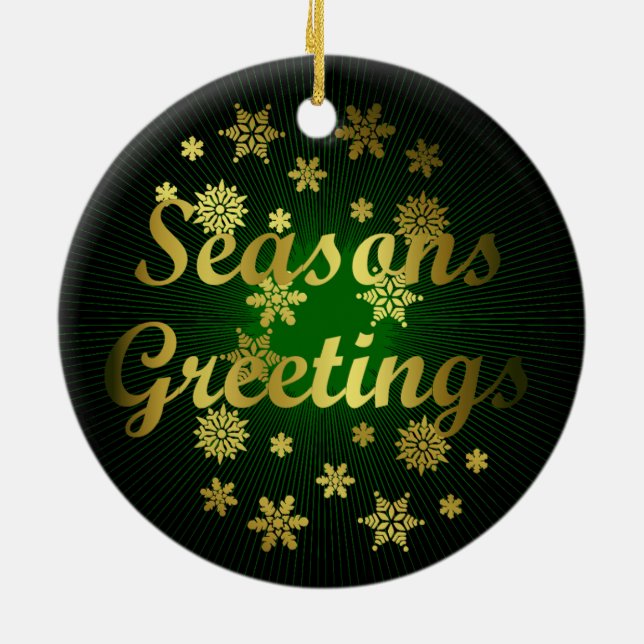 Elegant and Dramatic Seasons Greetings Ceramic Tree Decoration (Back)