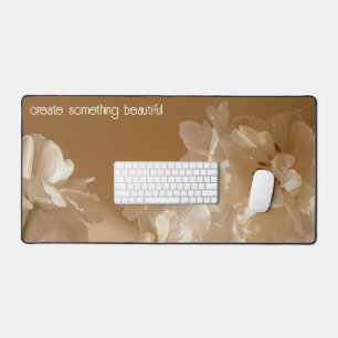Elegant and dreamy Floral aesthetic (custom text) Desk Mat