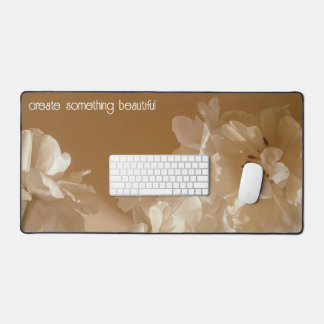 Elegant and dreamy Floral aesthetic (custom text) Desk Mat