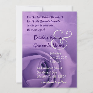 Elegant and Dreamy Purple Rose Wedding Metallic Invitation