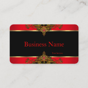 Elegant and Elite Regal Red Black and Gold Gem Business Card