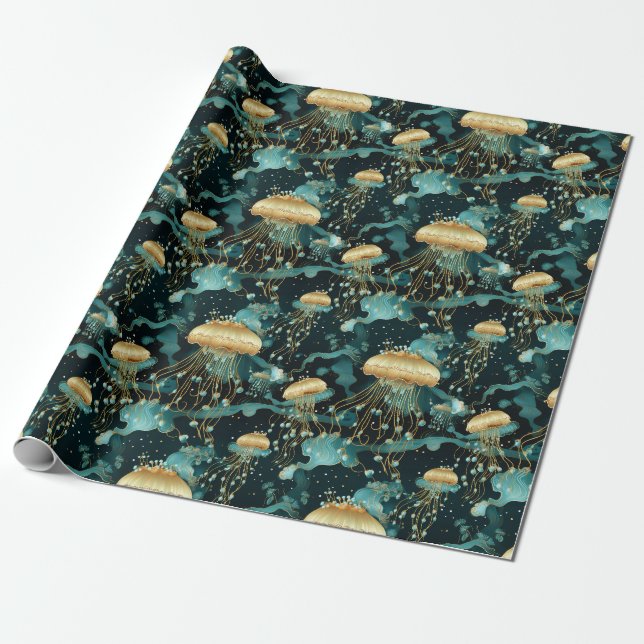 Elegant and Ethereal Jellyfish  Wrapping Paper (Unrolled)