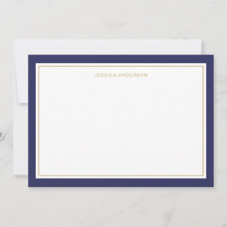 Elegant And Feminine Navy Gold Border Personalised Card