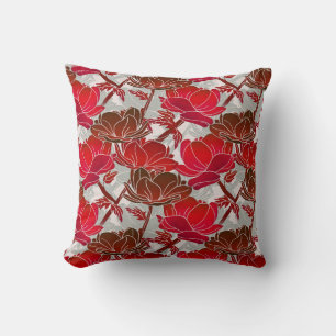 Elegant And Feminine Red Flowers Cushion