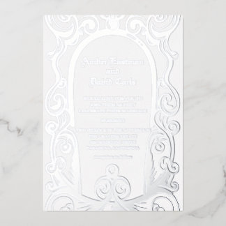 elegant and formal wedding invitation silver