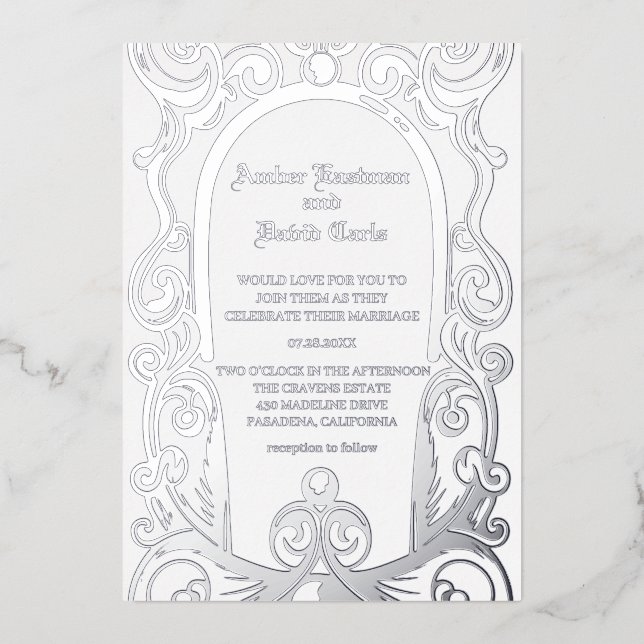 elegant and formal wedding invitation silver (Front)