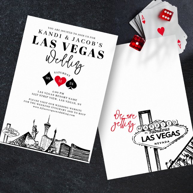 Elegant and Fun Las Vegas Wedding Invitation (Modern Las Vegas Wedding Invitation)