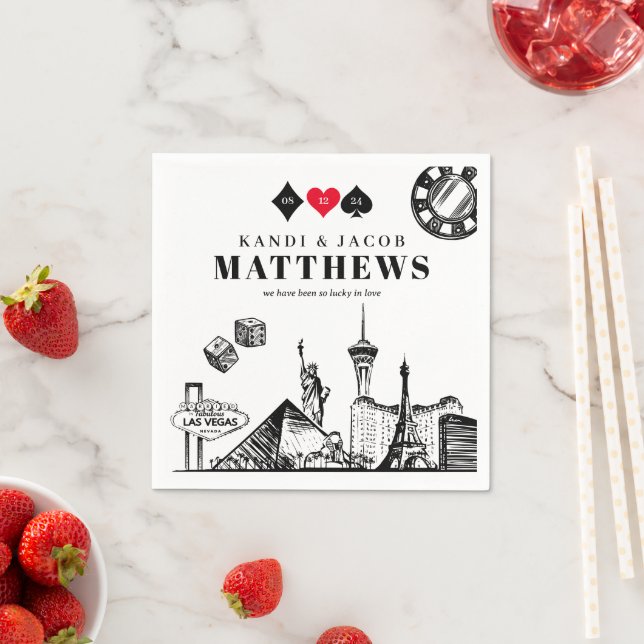 Elegant and Fun Las Vegas Wedding Napkin (Insitu)