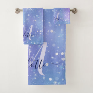 Elegant and Glitzy Purple Bath Towel Set