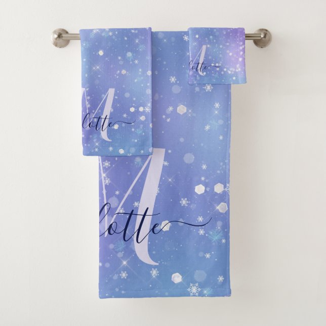 Elegant and Glitzy Purple Bath Towel Set (Insitu)