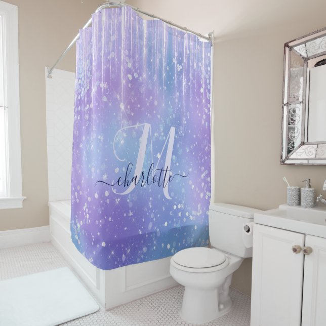 Elegant and Glitzy Purple Shower Curtain (In Situ)