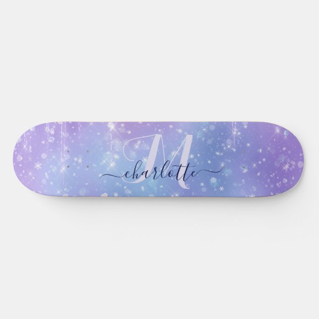 Elegant and Glitzy Purple Skateboard (Horz)