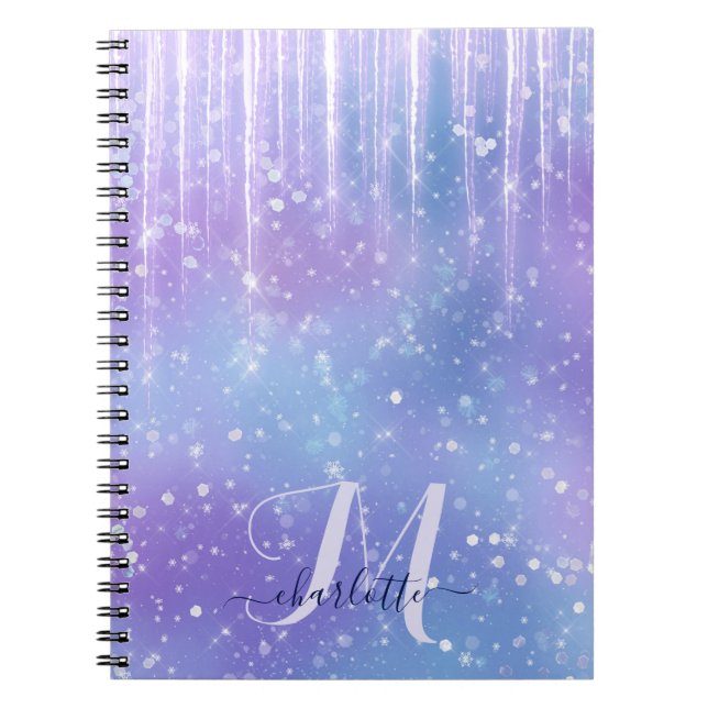 Elegant and Glitzy Purple Sparkle Notebook (Front)