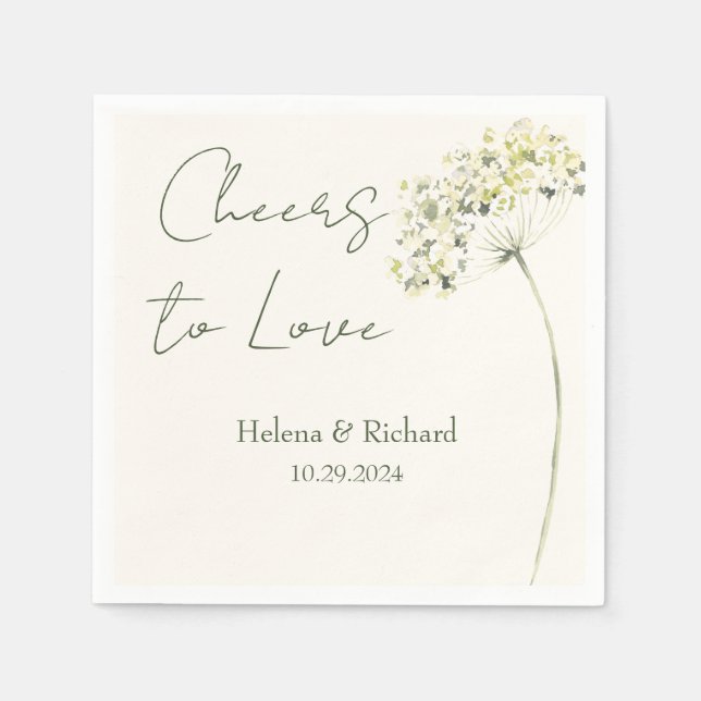 Elegant and Greenery Floral Wedding Napkin (Front)