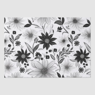 Elegant and intricate black and white flower patte tissue paper