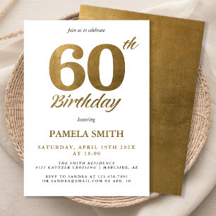 Elegant and luxury classic faux gold 60th birthday invitation