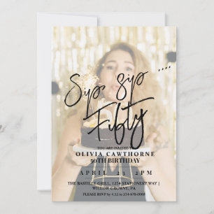 Elegant and minimal 50th Photo Birthday  Invitatio Invitation