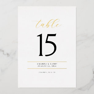 Elegant and Minimal Foil Table Number Cards
