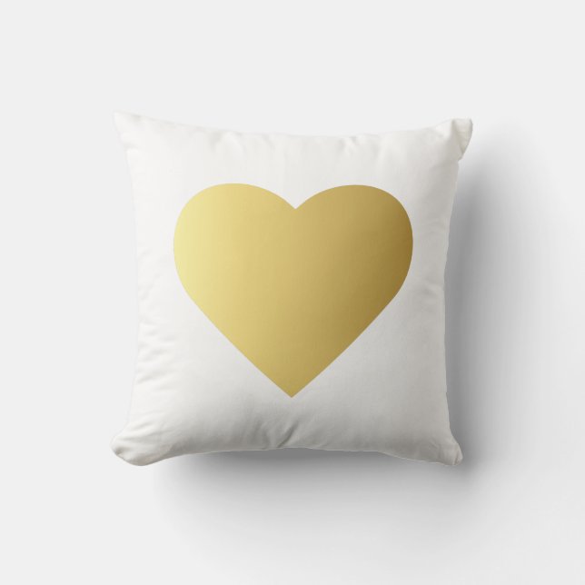 Elegant And Minimalist Faux Gold Heart Cushion (Front)