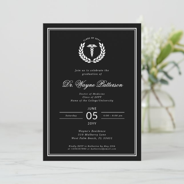 Elegant and Minimalist Medical School Graduation Invitation (Standing Front)