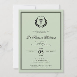 Elegant and Minimalist Medical School Graduation Invitation