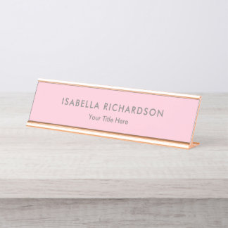 Elegant And Minimalist Pink Desk Name Plate