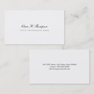 elegant and minimalist professional script white business card