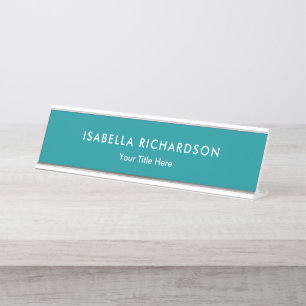 Elegant And Minimalist Teal Desk Name Plate