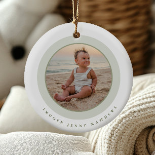 Elegant and Modern Baby’s First Christmas Keepsake Ceramic Ornament