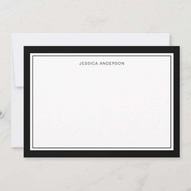 Elegant And Modern Black Borders Personalised Card (Front)