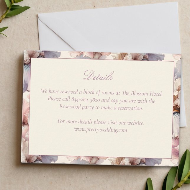 Elegant and Modern Blush and Mauve Flower Wedding  Enclosure Card (Creator Uploaded)