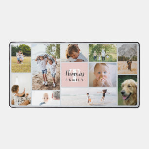 Elegant and Modern Blush Pink Family Photo Desk Mat