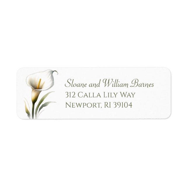 Elegant and Modern Calla Lily Chic Return Address Label (Front)