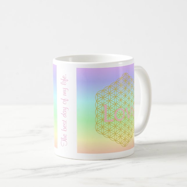 elegant and modern flower of life love coffee mug (Front Right)