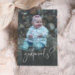 Elegant and modern Godparents proposal photo card<br><div class="desc">Elegant and modern: choose a photo card for your Godparents proposal. Easy to personalize with your baby picture and your custom message for the future Godparents. Fully customizable font and background colors.</div>