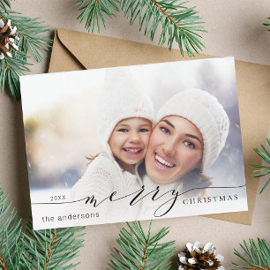 Elegant and Modern Merry Christmas Photo Holiday Card