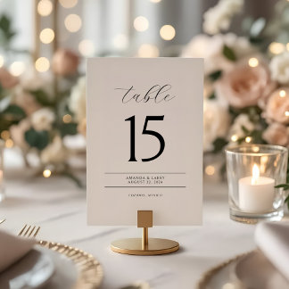 Elegant and Modern Minimalist Table Number Cards