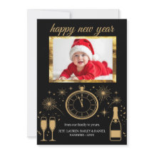 Elegant and Modern New Year's Eve Party Photo Card