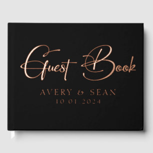 Elegant and Modern Personalised Black & Gold Foil Guest Book