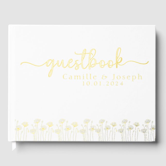 Elegant and Modern Personalised floral Guest Book (Front)