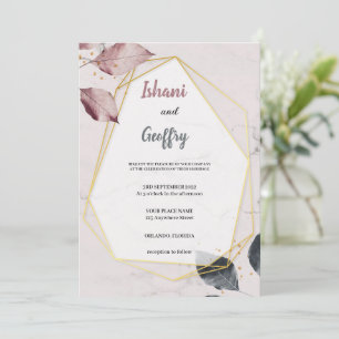 elegant and modern purple and blue wedding invitation