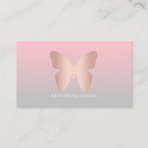 Elegant and modern rose gold butterfly design business card