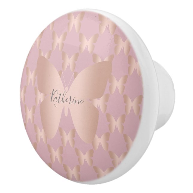 Elegant and modern rose gold butterfly design ceramic knob (Right)