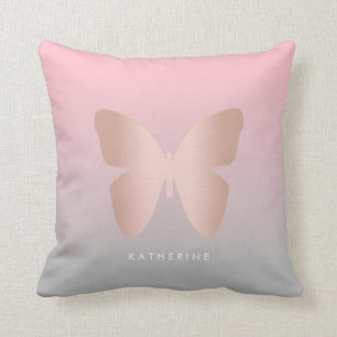 Elegant and modern rose gold butterfly design cushion