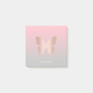 Elegant and modern rose gold butterfly design post-it notes