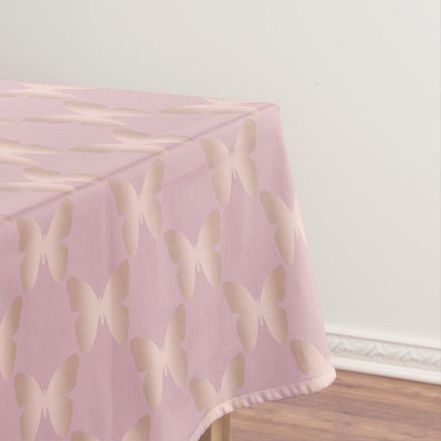 Elegant and modern rose gold butterfly design tablecloth (In Situ)