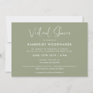 Elegant and modern Sage Green Virtual shower Invitation