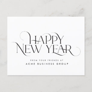 Elegant and Modern serif Happy New Year design Postcard