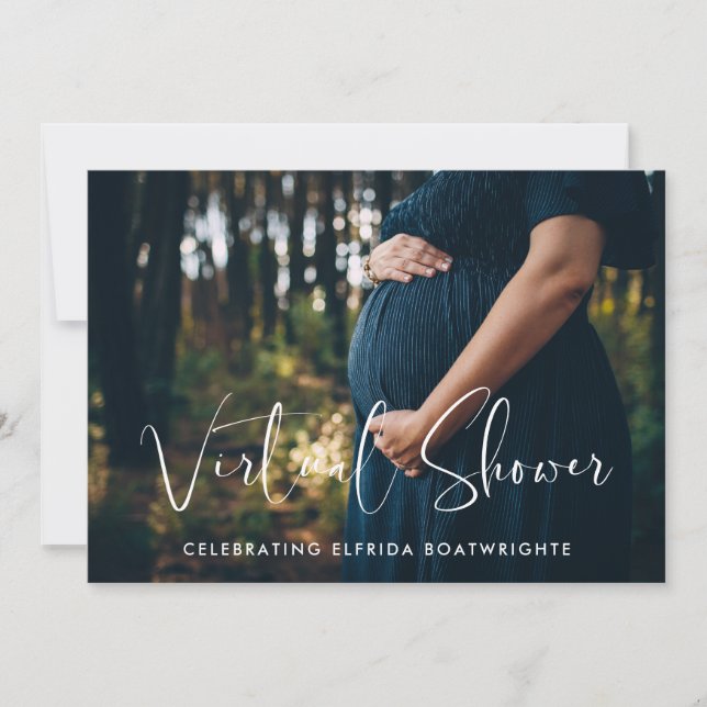 Elegant and modern Virtual Baby shower photo Invitation (Front)